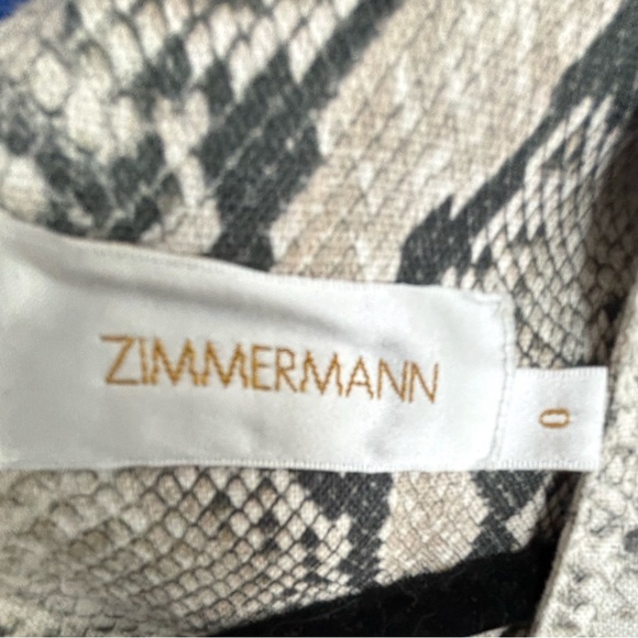 Zimmerman Corsage Python Print Linen Mini Dress Grey Size 0 - Picture 7 of 8